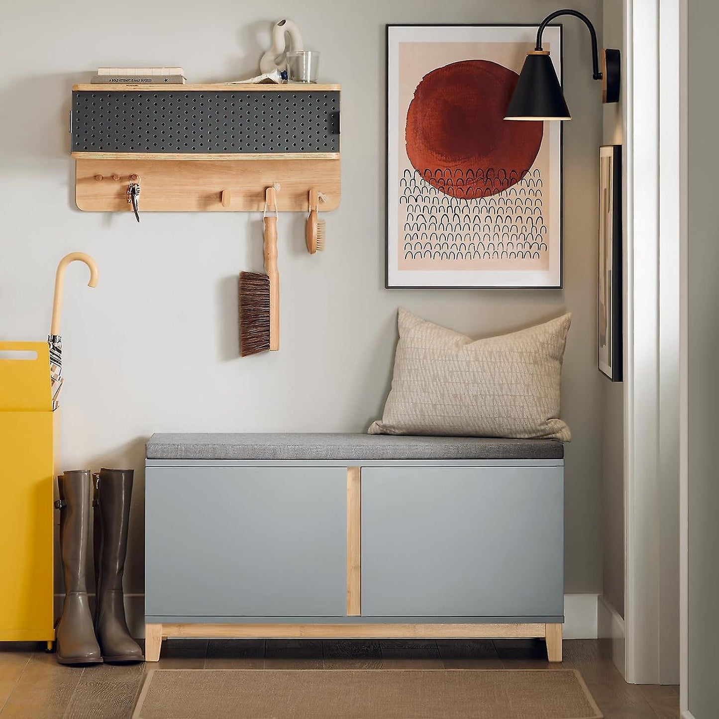 SoBuy Meuble à chaussures - FSR117-HG - MDF & Bambou - Max. 150Kg - 90x34x47cm - Gris