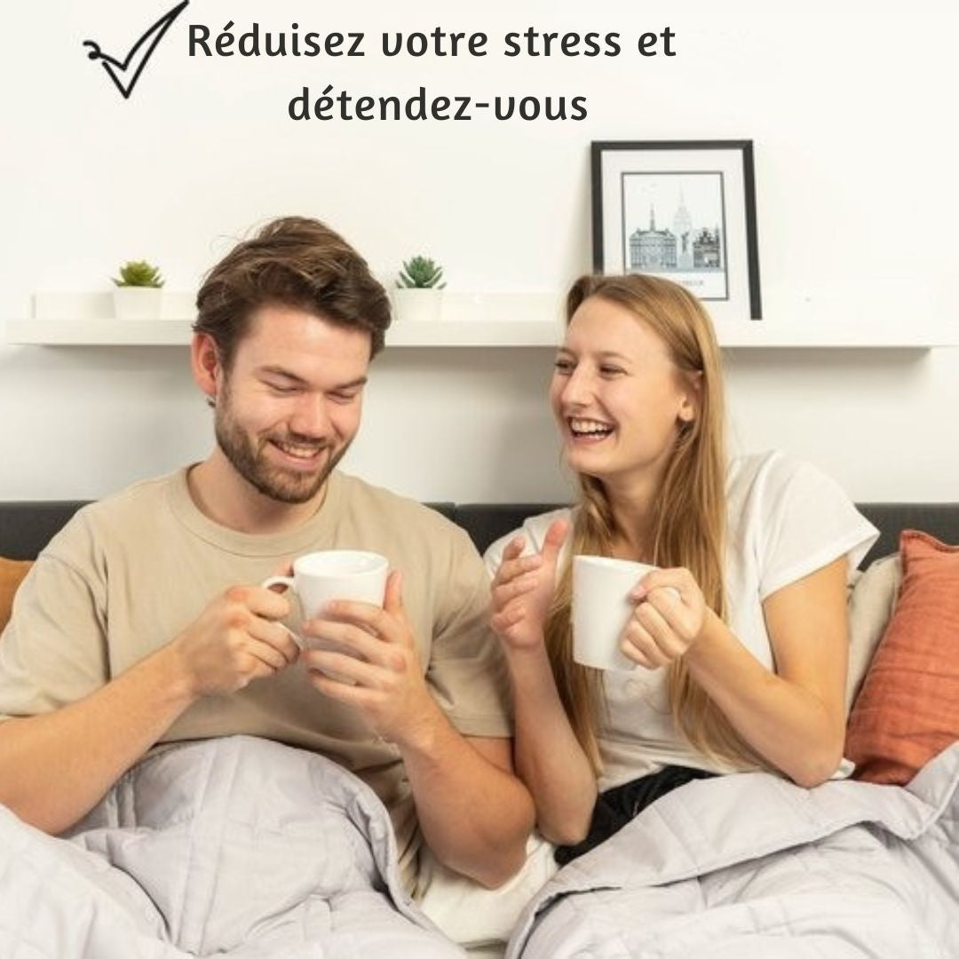 Couverture lestée EL-Life 7kg 135 x 200cm - OEKO-TEX Coton - Gris clair