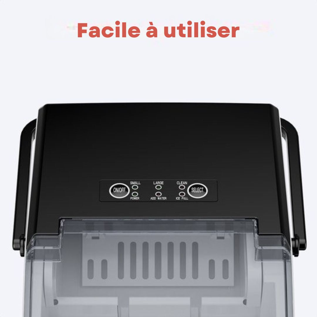 Machine à glaçons KitchenBrothers - 1.5L - 12kg/24 heures - Portable - Fonction auto-nettoyante - Acier inoxydable