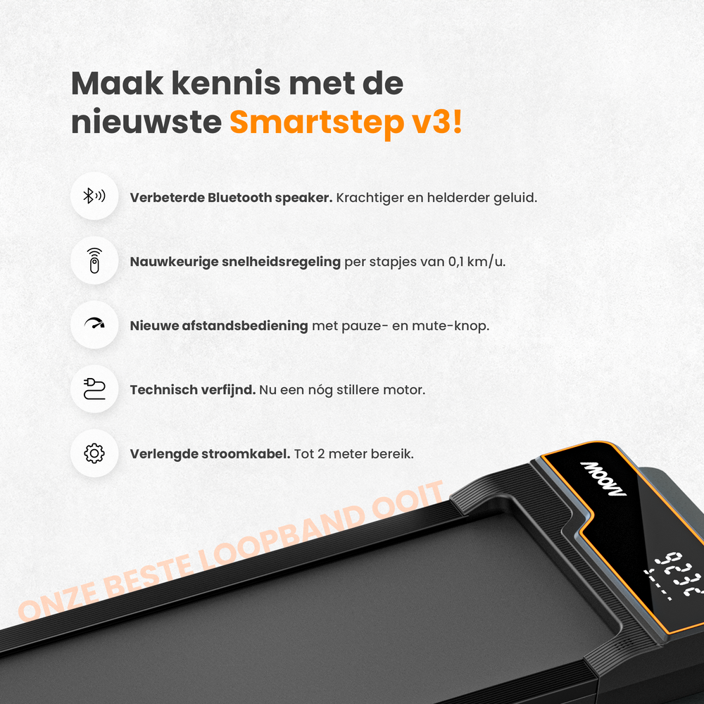 Moovv SmartStep v3 Treadmill - Tapis de marche - Bureau de marche - Tapis de course 1-6km/h - Accessoires inclus