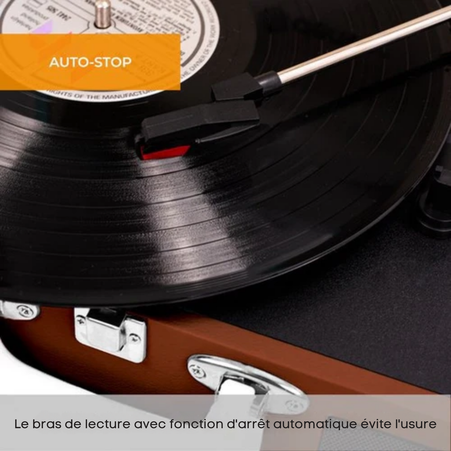 Platine vinyle rétro - Denver VPL120 - Haut-parleurs intégrés - Numérisation USB - 3 vitesses - Mallette portable - Marron