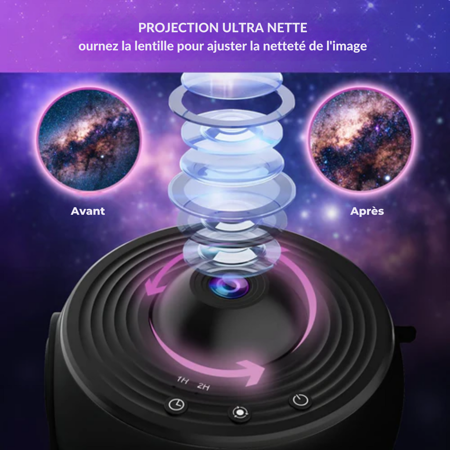 Lampe de projecteur 12 en 1 - MostEssential Premium - Projecteur d'Étoiles, Galaxie, Ciel Étoilé, Espace et Univers - 12 W - Noir