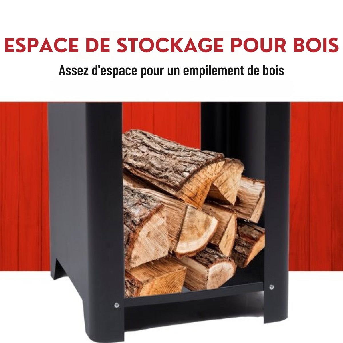 Barbecue 3 en 1 BBQ Collection – Brasero, Plaque Grill, Plaque Teppanyaki – Stockage Bois - 61 x 90 - Noir Acier inoxydable