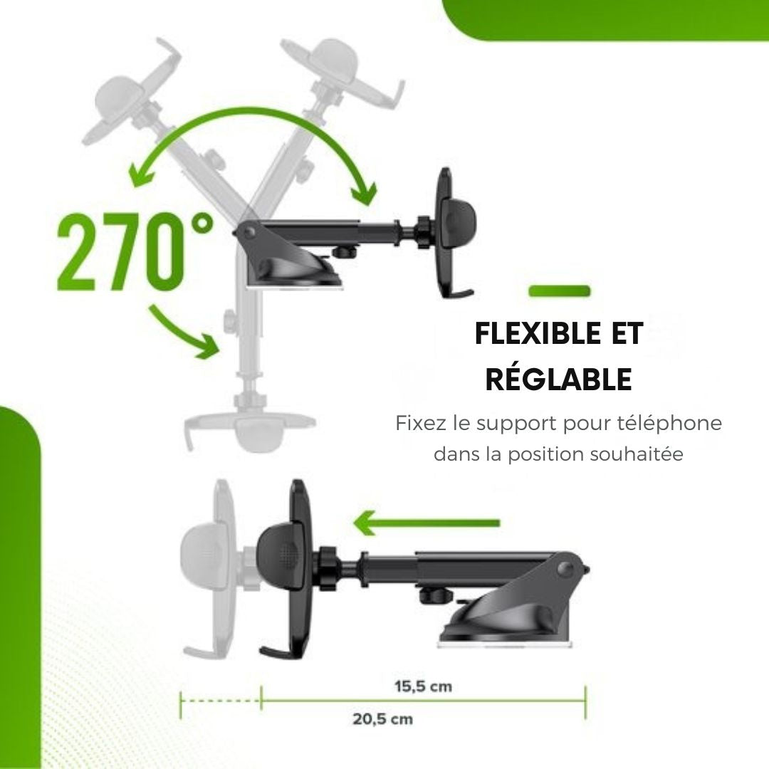 Support de téléphone iSetchi - Voiture - Ventouse extra-forte - 3 en 1 - Noir