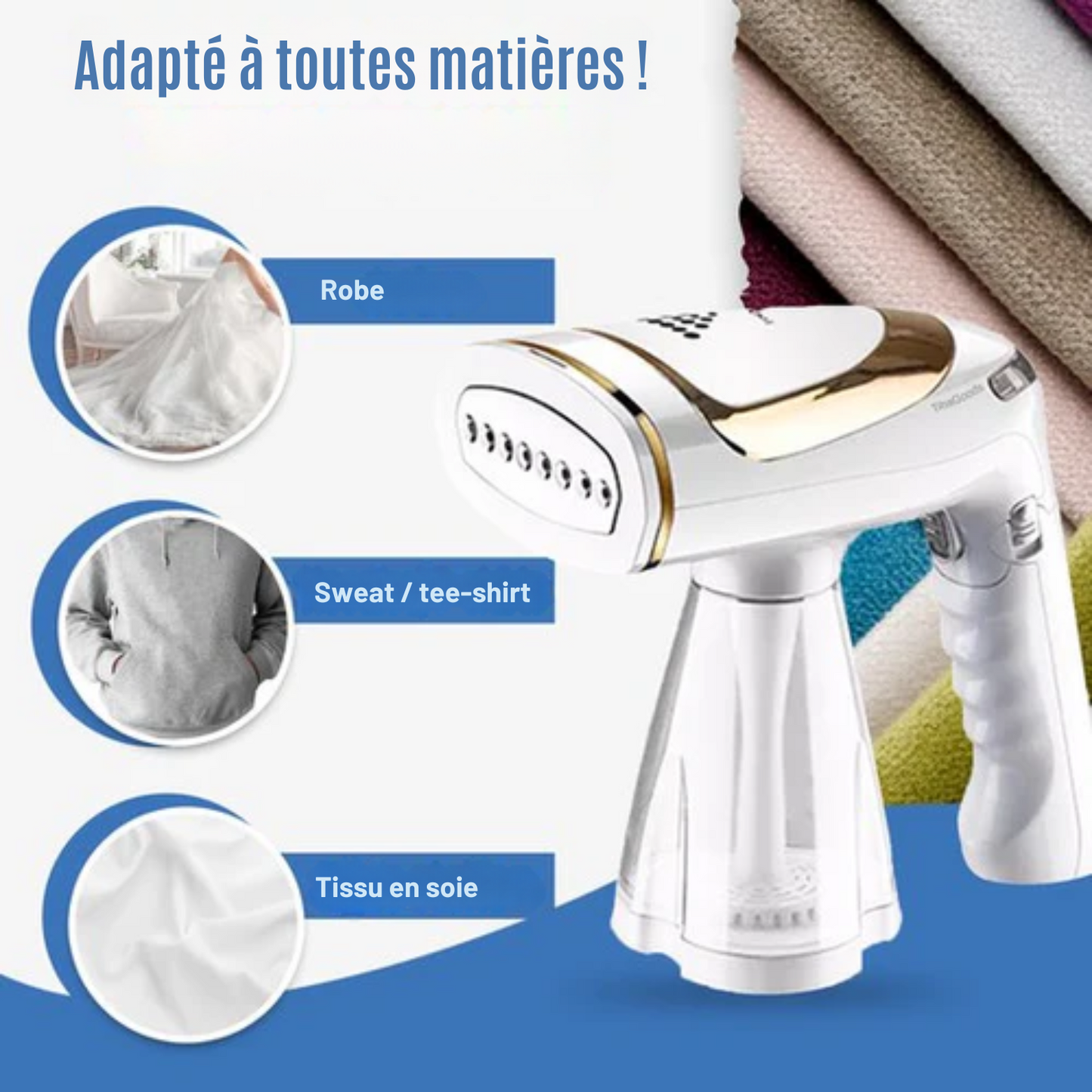 Défroisseur vapeur - TibaGoods - Pour vêtements - Chauffe rapidement - 1600w - 250ml