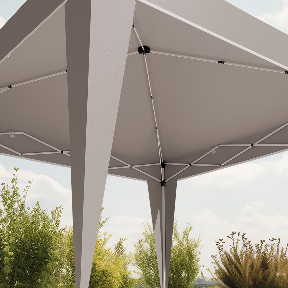 LifeGoods Party Tent - Pavillon - EasyUp - Pliable - Imperméable - Avec sac de transport - 300 x 300 cm - Beige