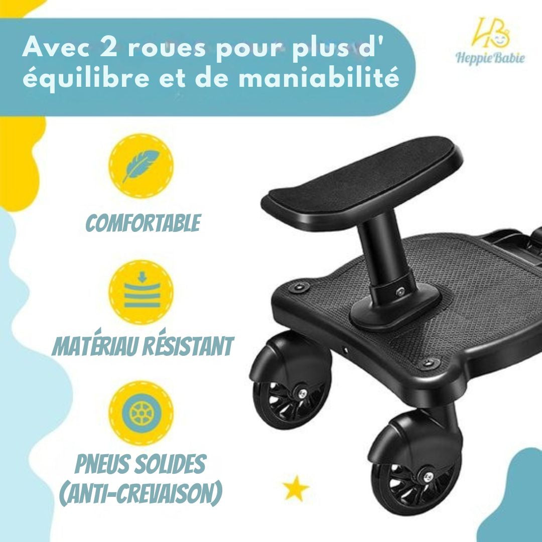 Planche à roulettes HeppieBabie - avec siège - pour landau ou poussette - Noir