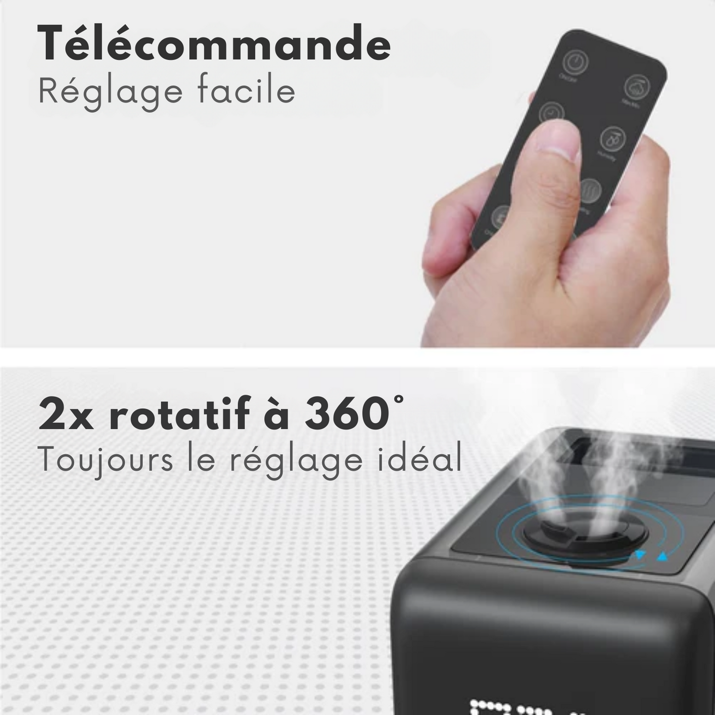 Humidificateur - Auronic - 3 niveaux de chaleur - Capacité du réservoir 6L - 70m2 - Filtre à eau inclus - Noir