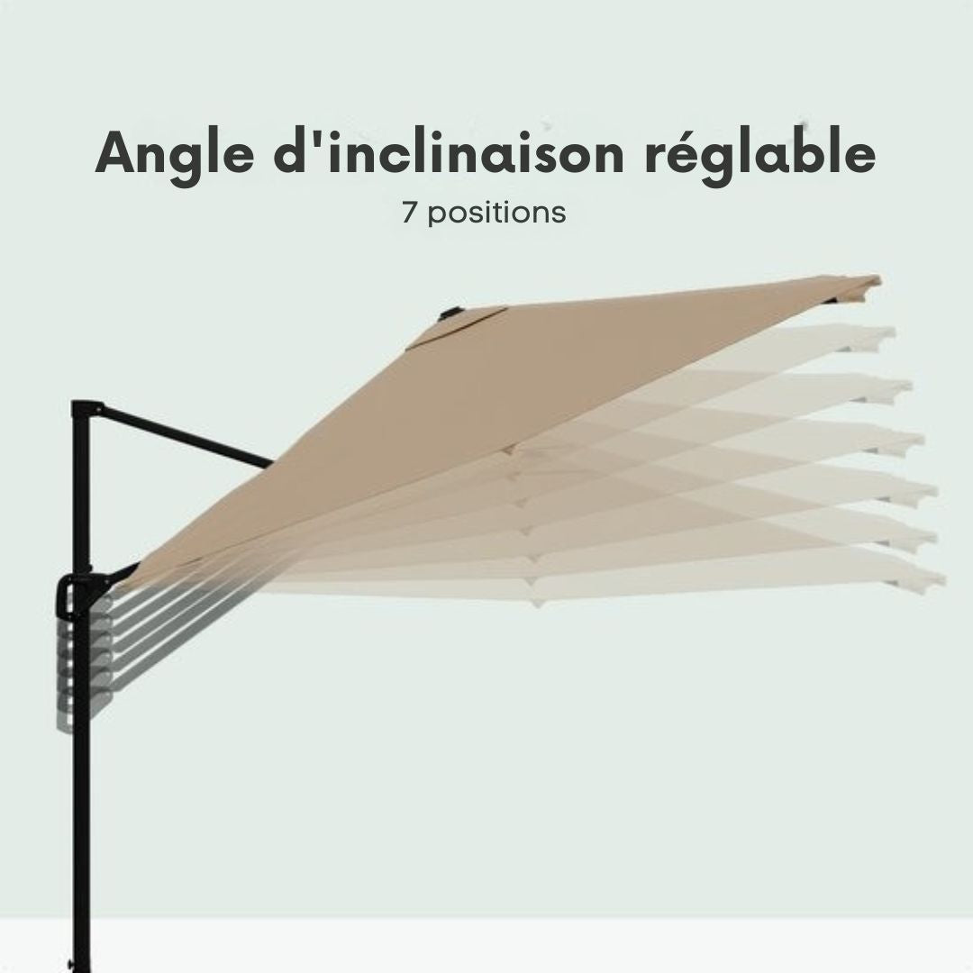 Parasol LifeGoods - 300x300 cm - inclinable - imperméable - avec housse - Taupe