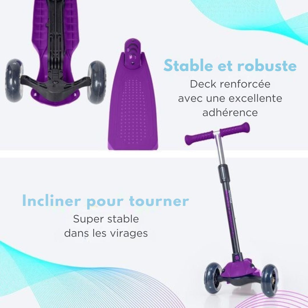 Trotinette LifeGoods - Pour enfants 5 à 8 ans - Hauteur ajustable - Violet