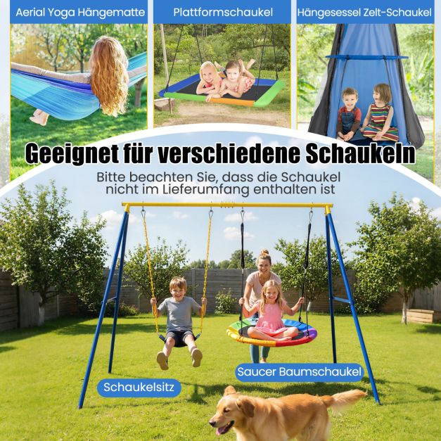 Coast A-Frame – Structure de balançoire double 249 x 185 x 181,5 cm – Bleu/Jaune