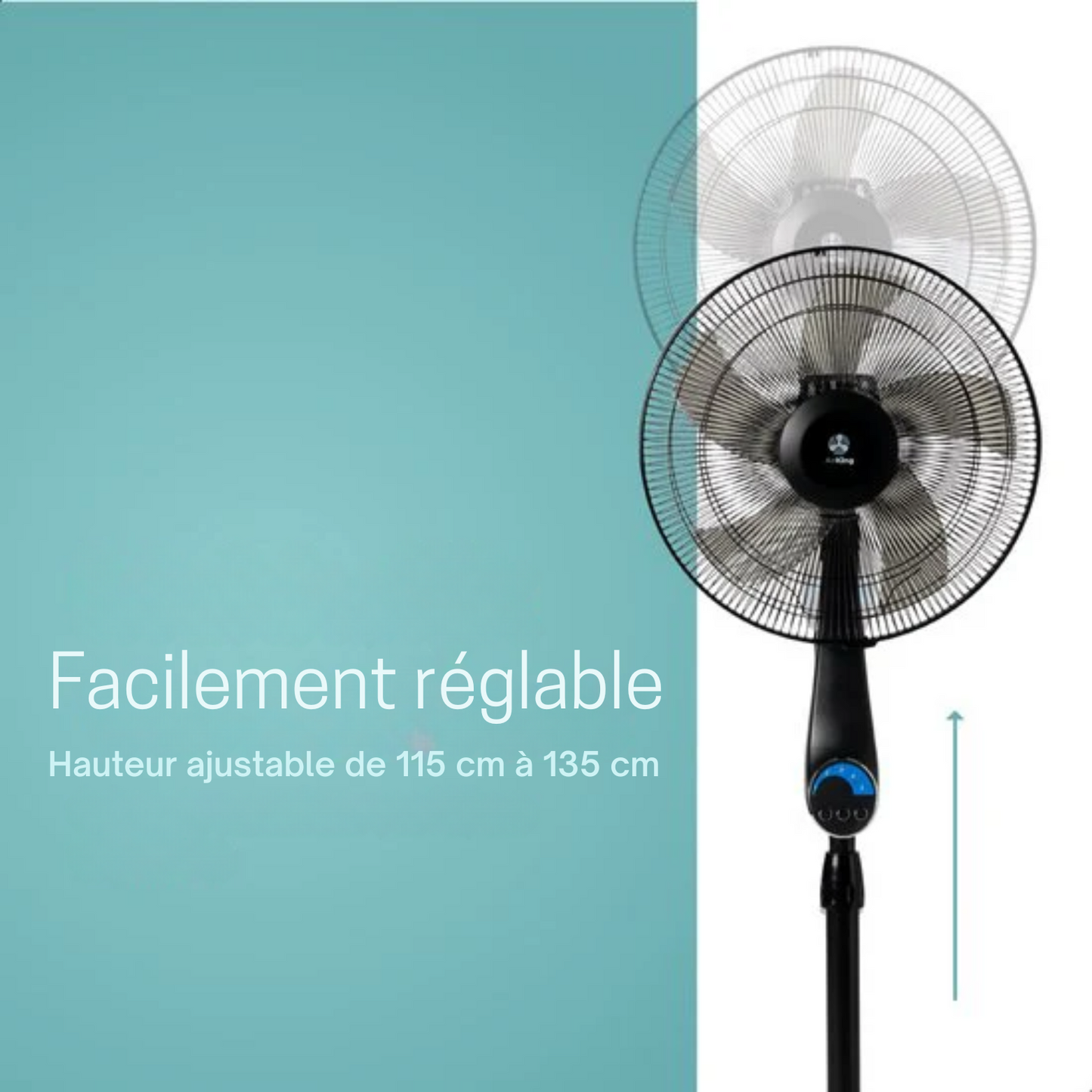 Ventilateur sur pied - Airking - Ventilateur extra-silencieux - Réglable en Hauteur - Télécommandé