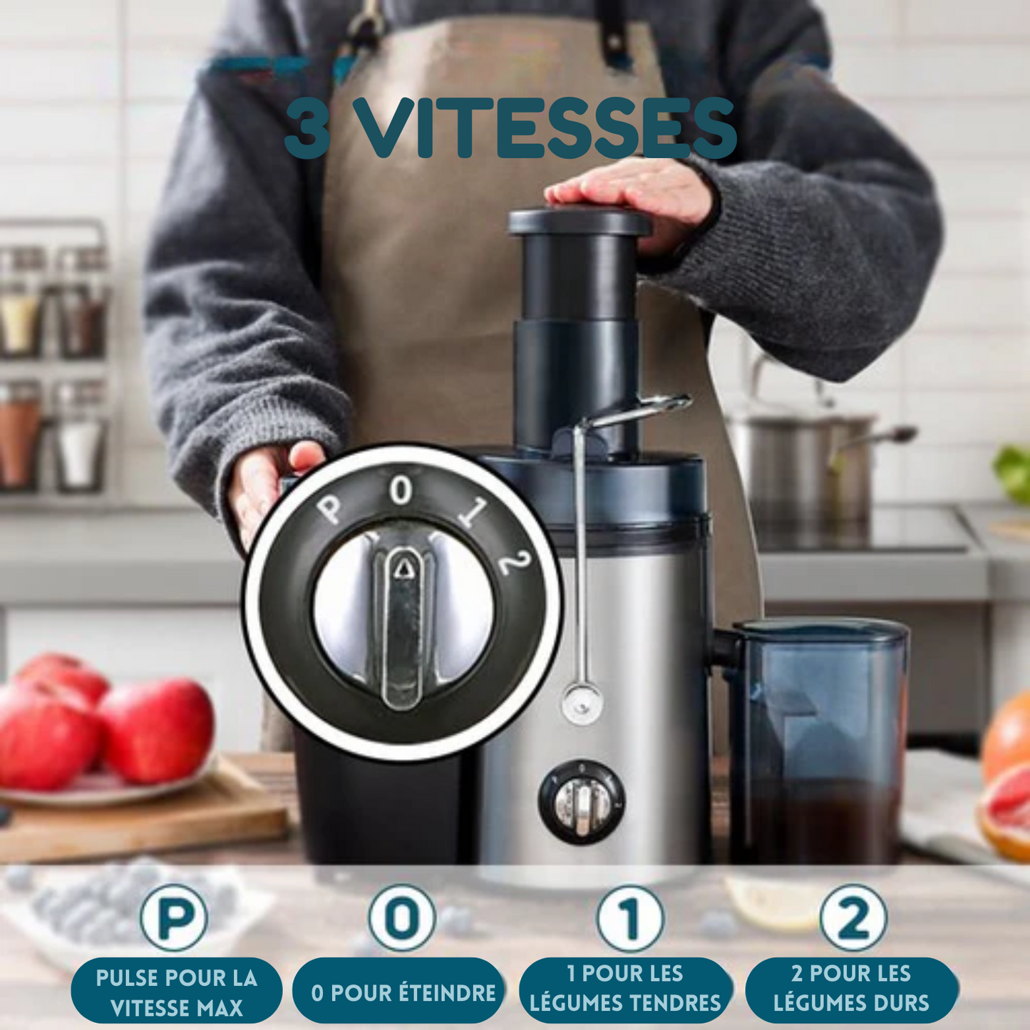 Extracteur de jus rapide - Fuegobird L811 - acier inoxydable - Fruits et Légumes - 400watt - Noir