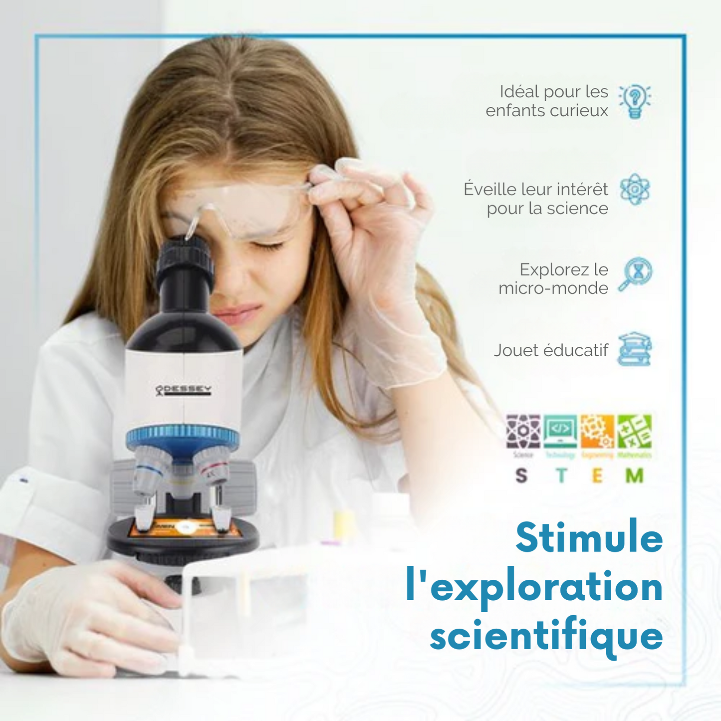 Microscope - ODESSEY - avec boîte à outils - Grossissement 1200X - Modèle Julius