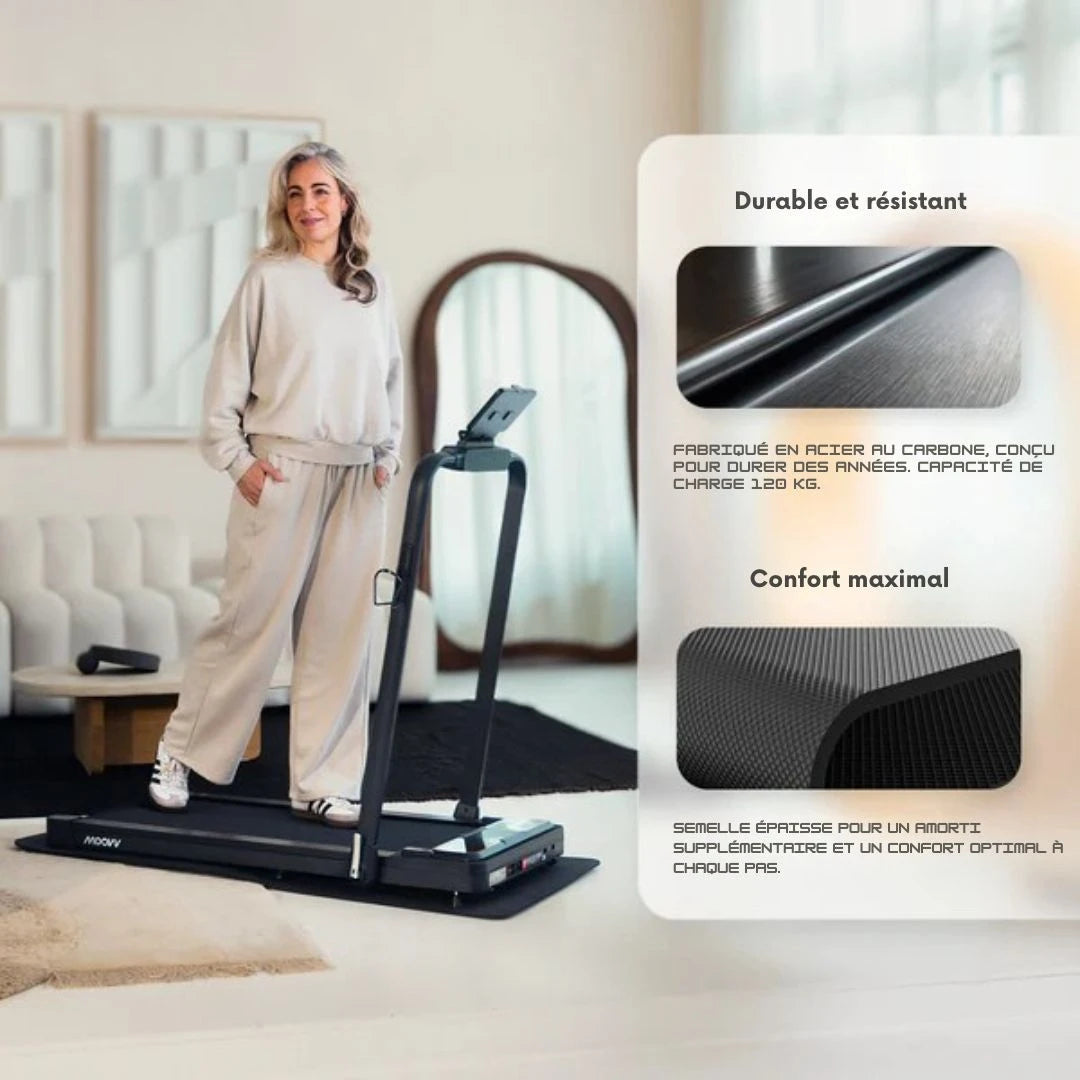 Moovv SmartStep Pro v3 Incline - Tapis de marche pliable - Tapis de marche avec fonction d'inclinaison de 10% - Tapis de marche pliable 1-12 km/h - Accessoires inclus