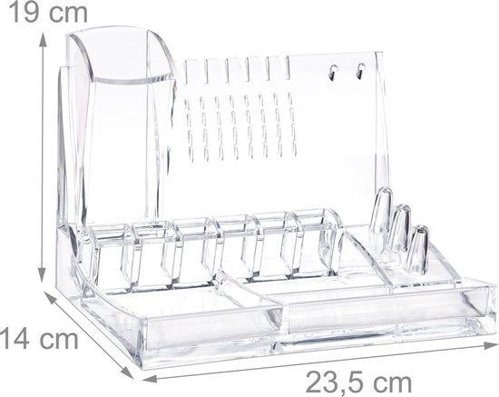 Boîte de rangement - Relaxdays - Organisateur de maquillage - Rangement cosmétique - Porte-bijoux transparent