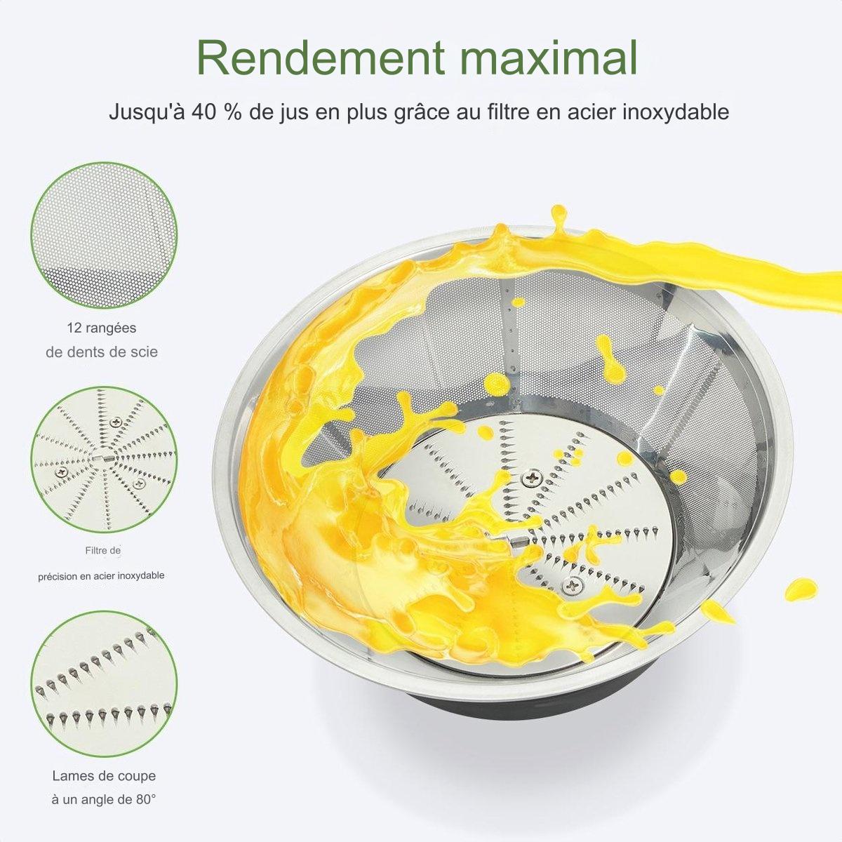 Centrifugeuse - KitchenBrothers - Extracteur de jus - Fruits et légumes - 1100ml - 800W - Noir