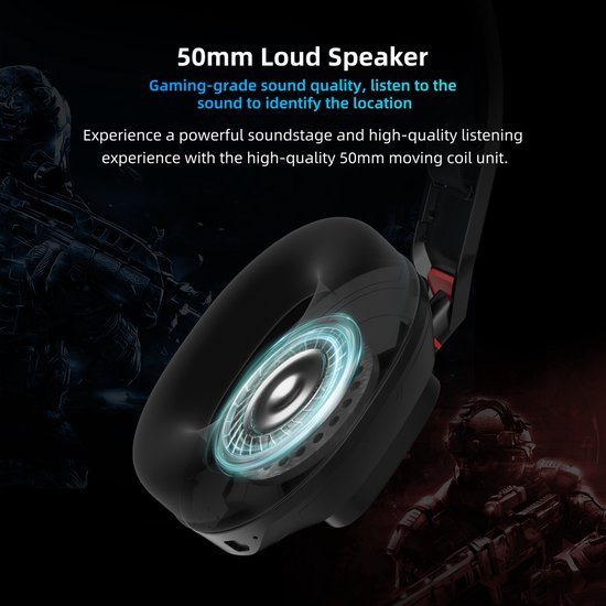 TAIDU THS318 Casque de jeu sans fil 2,4GHz - Casque supra-auriculaire - avec microphone - Convient pour PS4/PS5, Nintendo Switch - Noir