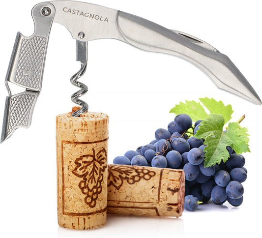 Tire-bouchon Castagnola - Couteau de serveur - Décapsuleur - Ouvre-bouteille - Levier - Deluxe - Tout inox