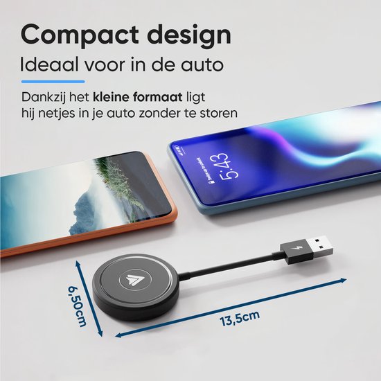 CarMe Luxe Android Auto Dongle - Voiture Android sans fil - USB-A & USB-C - Noir