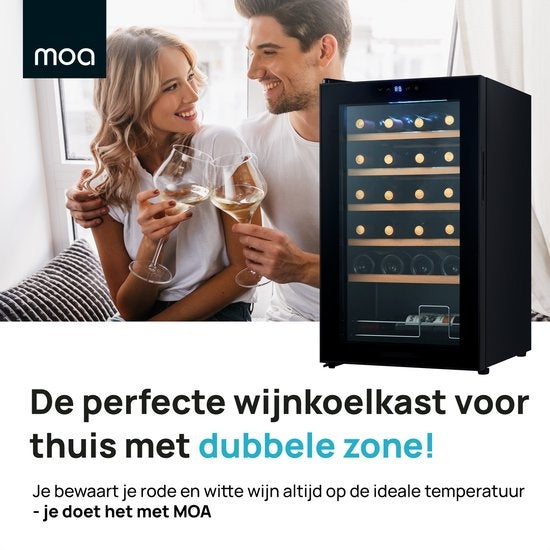 MOA WC70 - Réfrigérateur à vin avec compresseur - Etagères en bois - Refroidisseur à vin - 24 bouteilles - Refroidisseur à vin