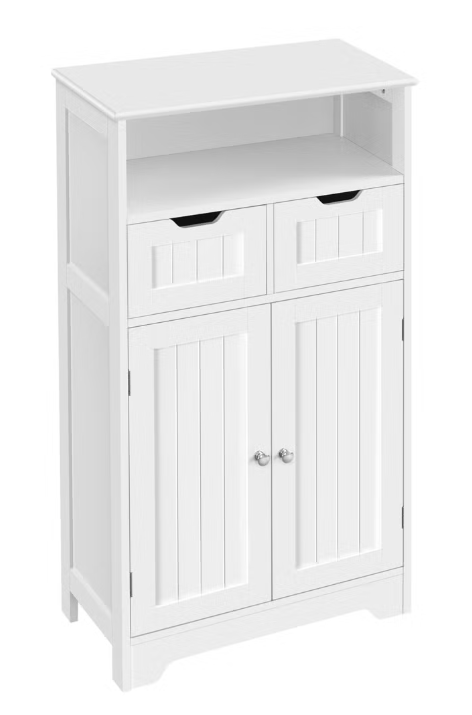 Armoire de salle de bains Yaheetech avec étagère réglable - Blanche - 60 x 30 x 104,5 cm