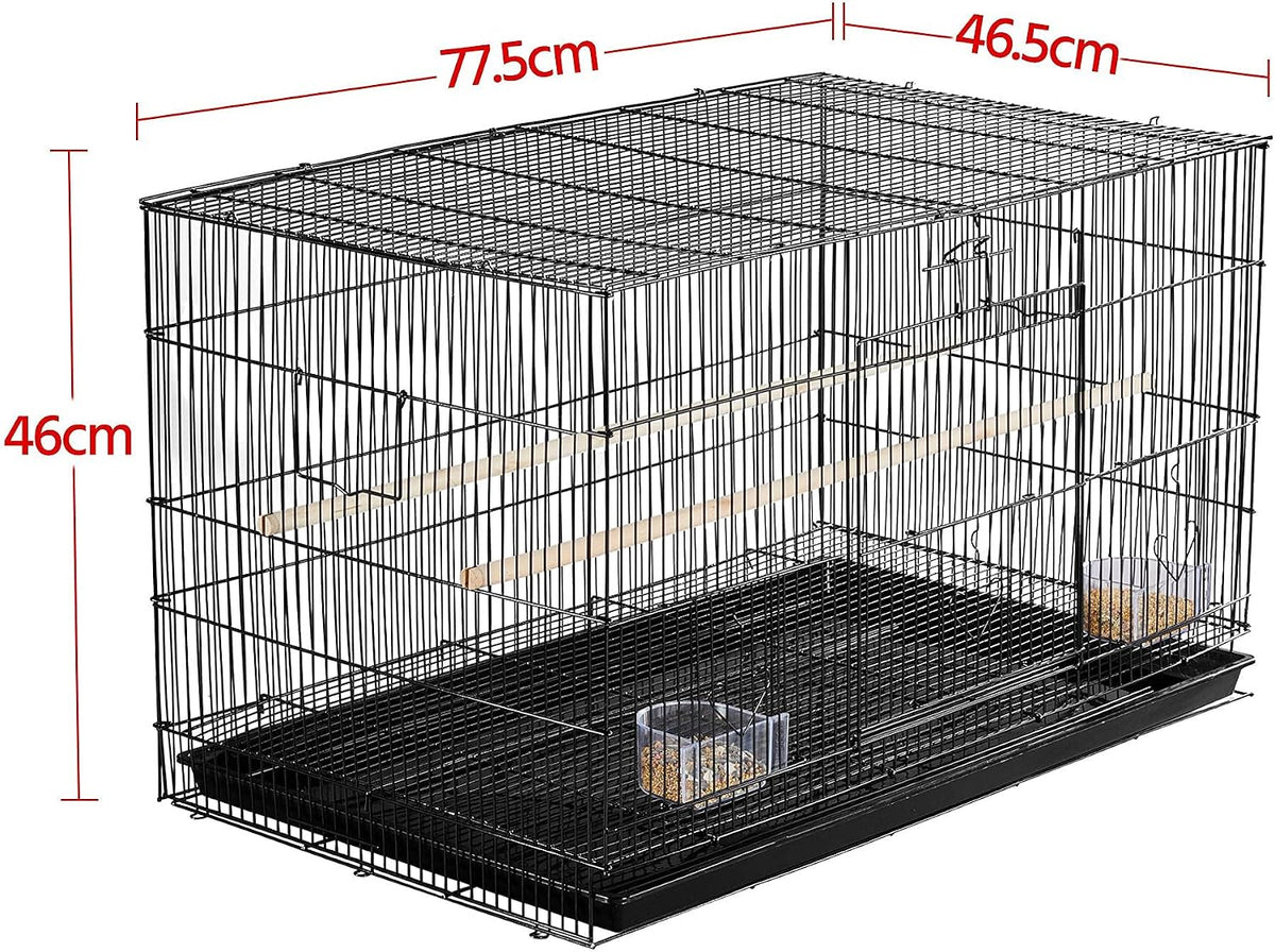 Cage à oiseaux empilable Yaheetech 76 × 45,5 × 45,5 cm – Noire – Cage spacieuse pour perruches et petits perroquets