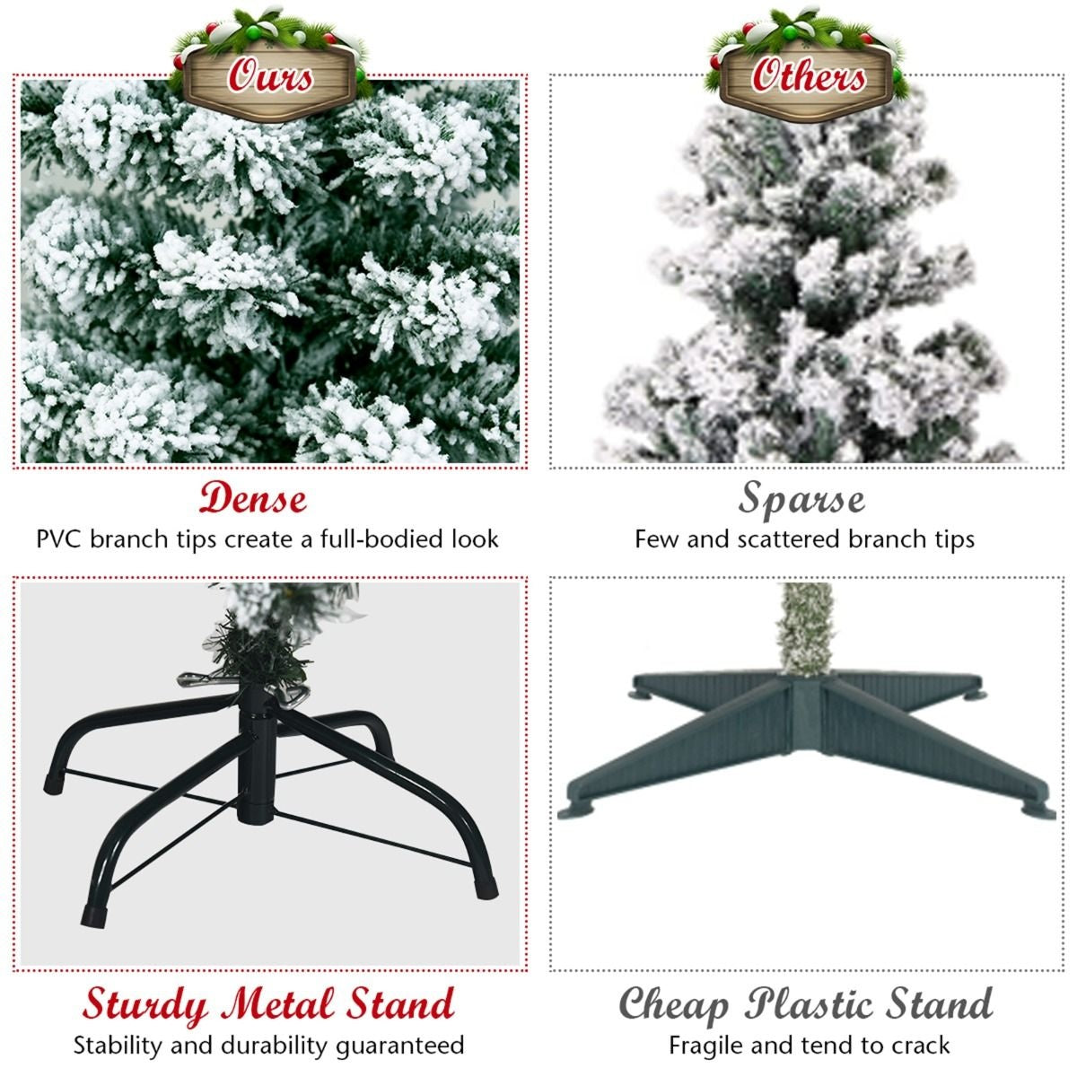 Coast 135 cm sapin de Noël enneigé avec pied en métal