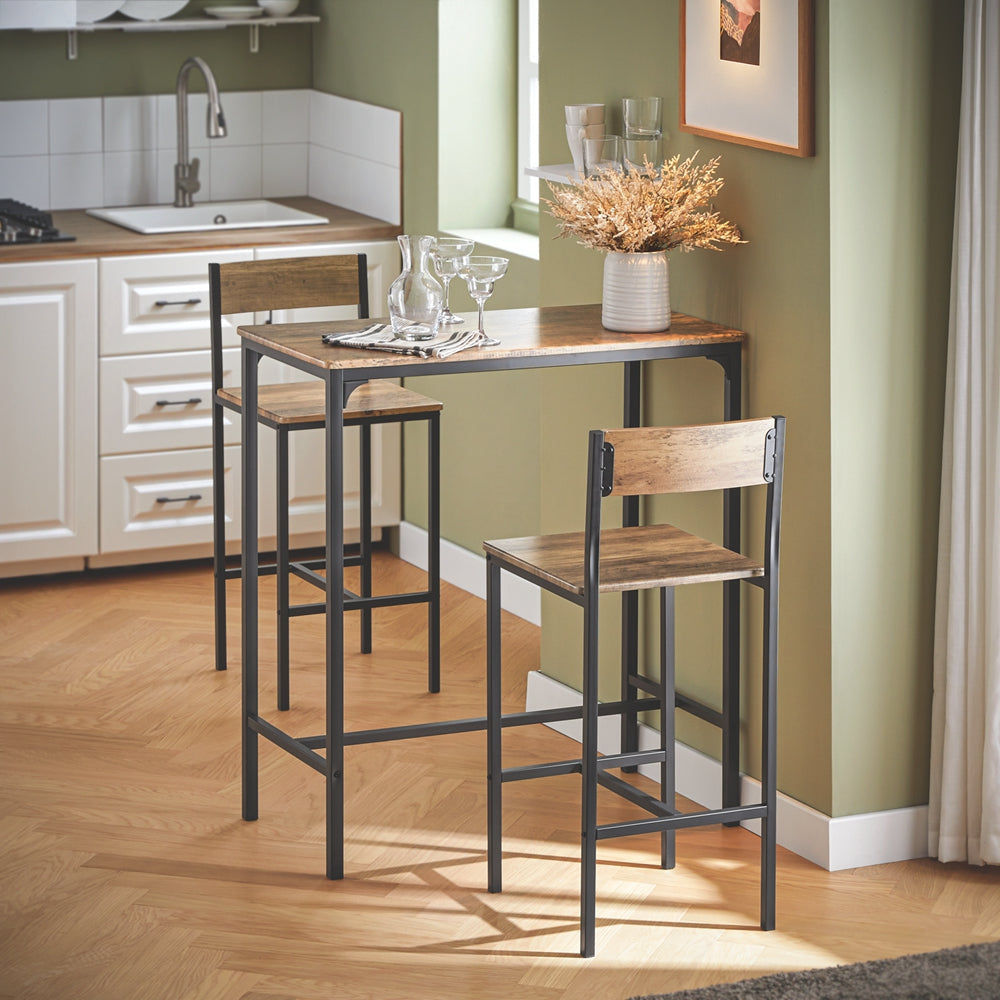 SoBuy OGT03-XL Table bistro avec 2 tabourets - Industriel - Ensemble 3 pièces