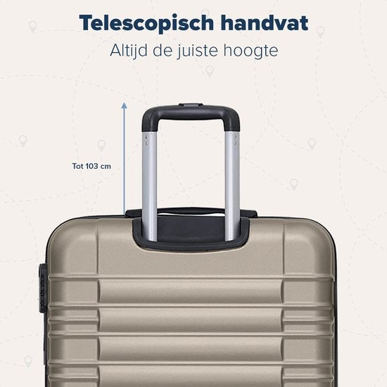 TRVLMORE Valise - Bagage à main - Serrure à chiffres - Champagne - 54x36x20cm - 38L