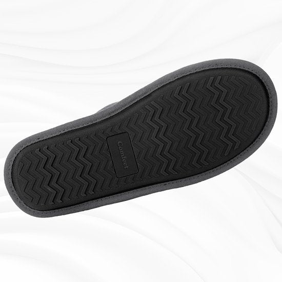 Chaussons Hommes - Chaussons - Taille 44/45 - Gris - Velours côtelé - Antidérapant - Comfeet