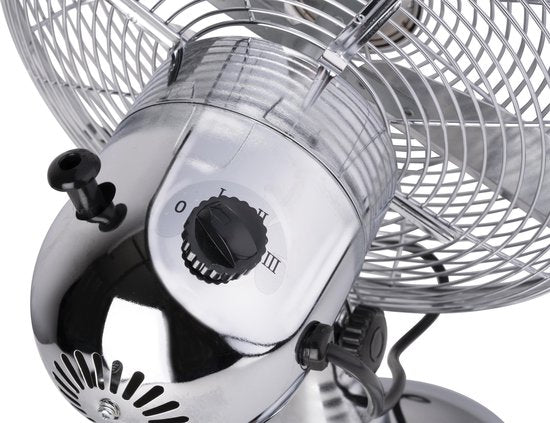 Ventilateur Lifetime - Ø30 Cm - Rétro - 3 Vitesses - Fonction inclinable - Fonction pivotante - Chrome