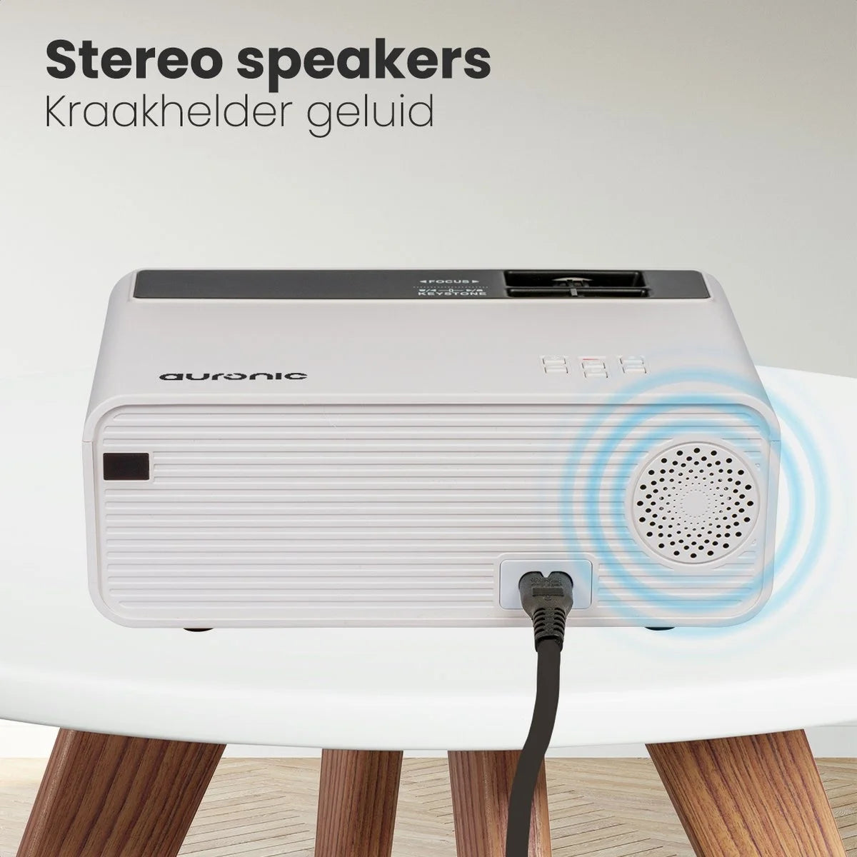 Auronic Mini Beamer - 4500 Lumens - WiFi - Projecteur 200 pouces - HD Ready - Câble HDMI, télécommande et sac de transport - Blanc