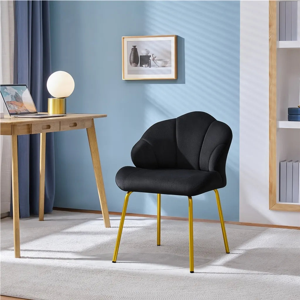Chaise de salle à manger Yaheetech 56 x 57 x 78 cm - Forme en coquillage - Velours - Noir