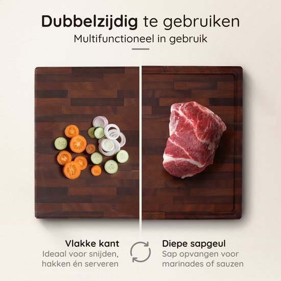 Deleca Walnut Copperwood Cutting Board - Double Sided with Juice Trench / Handles - Large and Thick Chopping Board - For Kitchen, Durable Cutting Boards, Serving Board, Cheese Board, Drinks Board, Tapas Board - Walnut Wood - Without Plastic - 51x38x3.8 cm