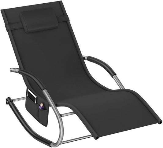 tectake® Lounger Taya - Chaise longue ergonomique pour le jardin, la terrasse, le balcon - Fauteuil de relaxation avec fonction de basculement - Chaise de jardin avec accoudoirs confortables, appui-tête et compartiment de rangement - Résistant aux intempé