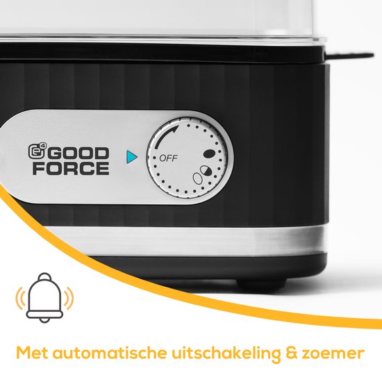 Cuit-oeufs électrique GoodForce - pour 1 à 6 oeufs - avec minuterie et alarme