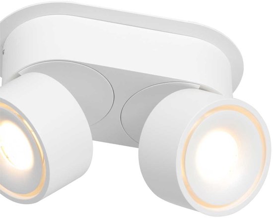 Spot blanc à 2 ampoules Fez 2674W, à intensité variable, orientable et inclinable, en plastique/métal, style moderne, Mexlite