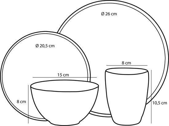 Mica Decorations Service de vaisselle Tabo 4 personnes - Gris