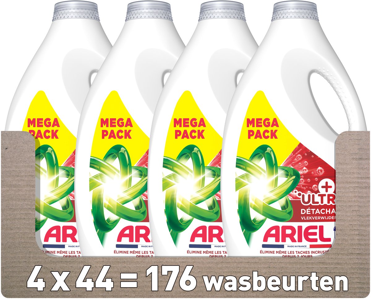 Détergent liquide Ariel + Détachant Ultra - 4 x 44 lavages