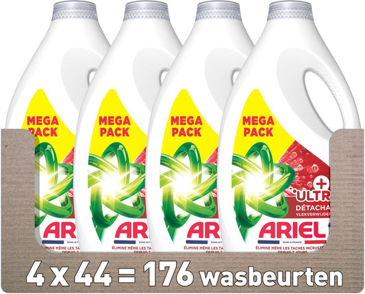Détergent liquide Ariel + Détachant Ultra - 4 x 44 lavages