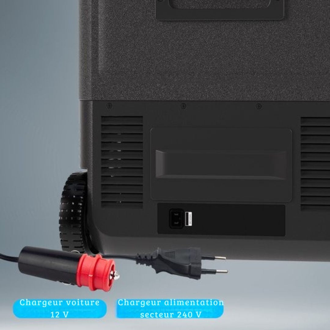 Glaçière électrique Auronic - Compresseur - Avec roues - 12V 230 Volt - Voiture - 50L - Noir/Gris