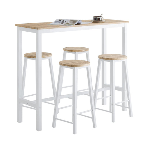 SoBuy - Table de bar avec 4 tabourets - OGT22-WN -Max. 150 kg - 120 x 40 x 100 cm - Blanc