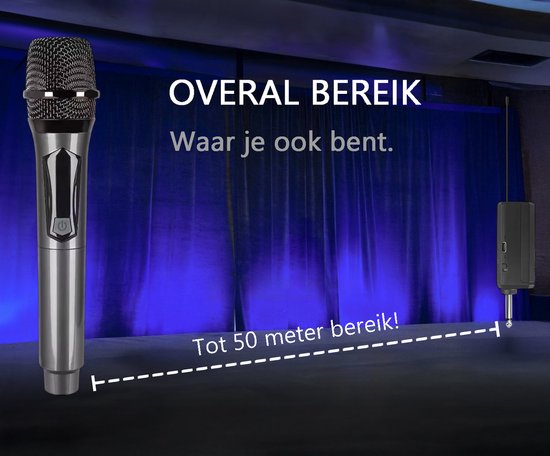 Tech Essentials® 2 Pieces - Ensemble de microphones sans fil - VHF - USB-C Rechargeable - Plug & Play - Karaoke - Studio - 3.5-6.3mm Jack - ASMR - Convient à la boîte de fête