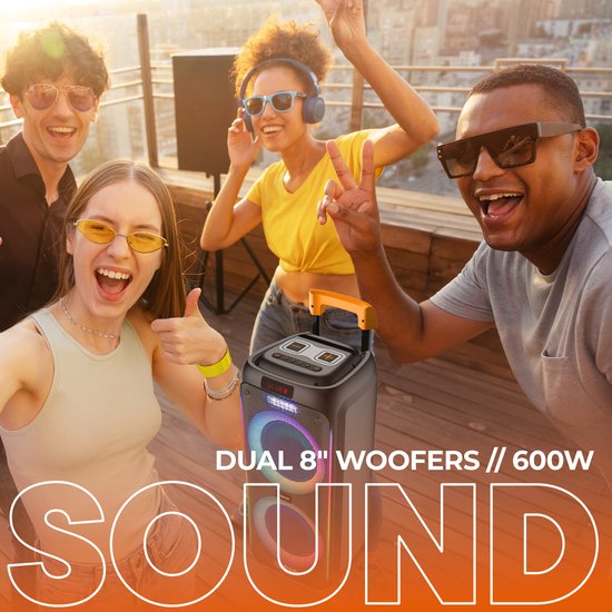 Denver Bluetooth Speaker Party Box - Disco Lights - Party Box - Microphone inclus - Micro SD / USB / AUX - TSP456