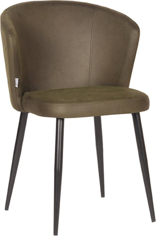 Chaise de salle à manger LABEL51 Wave - Verte - Tissu - Métal noir - Chaise - Chaise de salle à manger standard