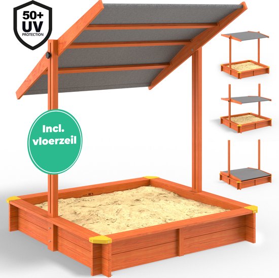 Spielwerk Sandbox - Bois Toit ouvrant UV 50+ Max - 140x140x120cm