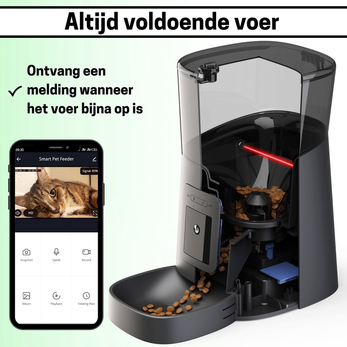 BOME - Distributeur automatique de nourriture à distance pour chiens et chats - Caméra et audio avec carte SD - Noir