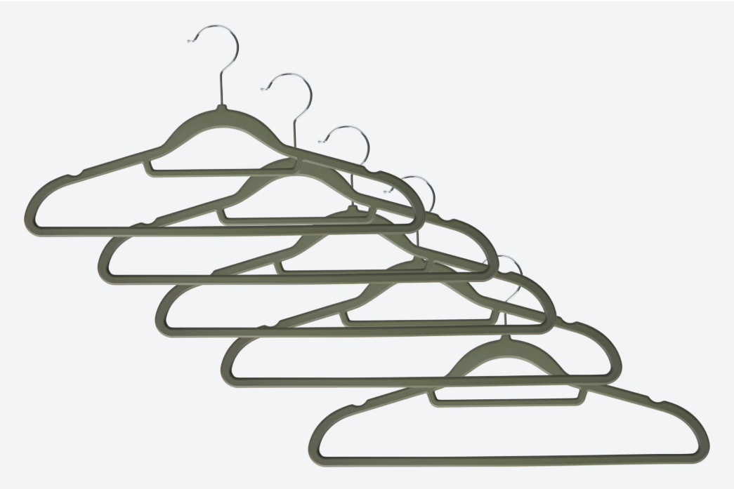Lot de 5 cintres - Vert/Noir - Antidérapants, 55 % de matériaux recyclés