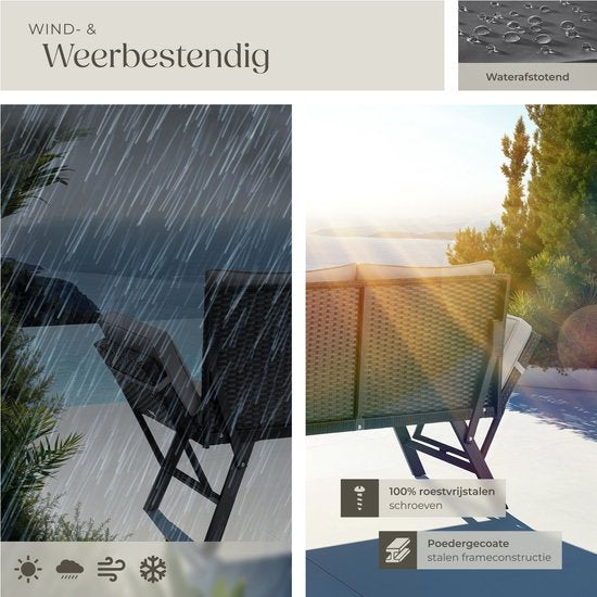tectake® 2-in-1 Banc de jardin en osier Sintra - Mains courantes réglables - Salon de jardin - Chaise longue - Banc de salon de balcon - Coussins inclus - Canapé de salon d'extérieur - Lit de soleil résistant aux UV et aux intempéries - Gris